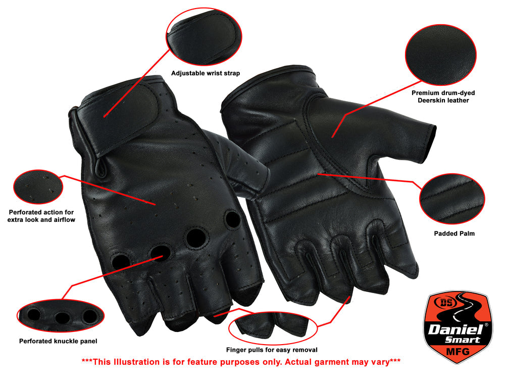DS Men's Advance Deer Skin Fingerless Gloves